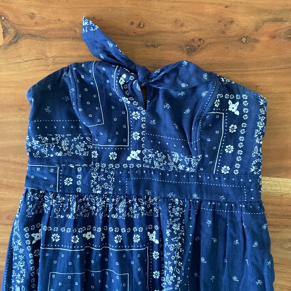 Universal Thread bandana print strapless midi dress blue white vacation small - Picture 10 of 16